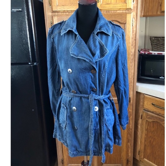 Chico's Jackets & Blazers - Chico's Denim Trench Coat Size 16